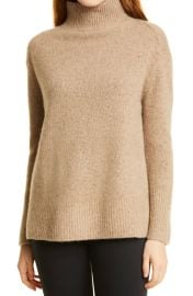 Vince Donegal Side Slit Cashmere Turtleneck Sweater in Camel at Nordstrom  at Nordstrom